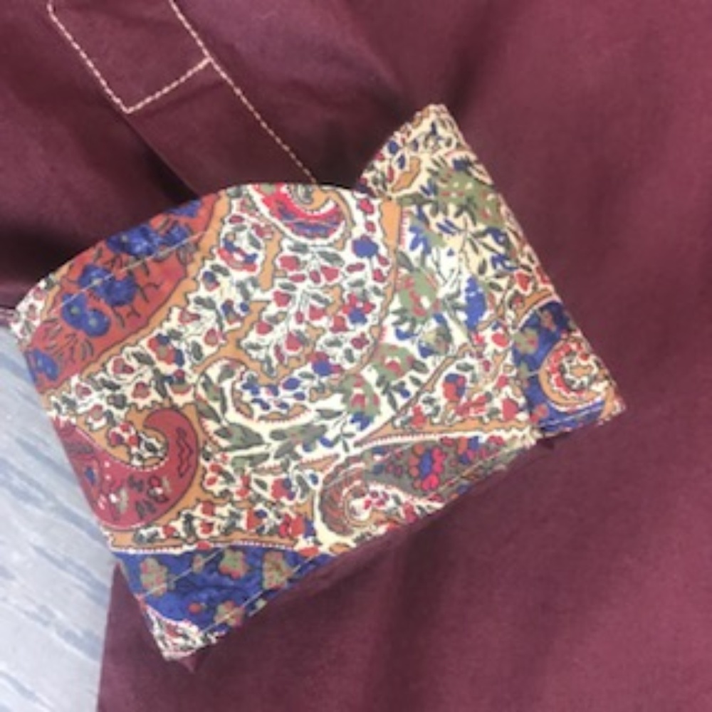 NWOT Georg Roth maroon flower lined button down - Picture 2 of 6